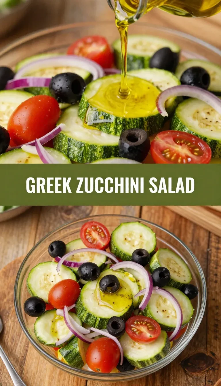 Frischer griechischer Zucchini-Salat mit Olivenöl und Kräutern serviert.