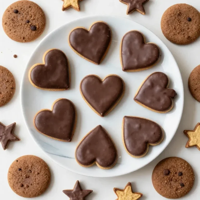 Veganer Lebkuchen mit glänzender Schokoladenglasur auf einem Teller