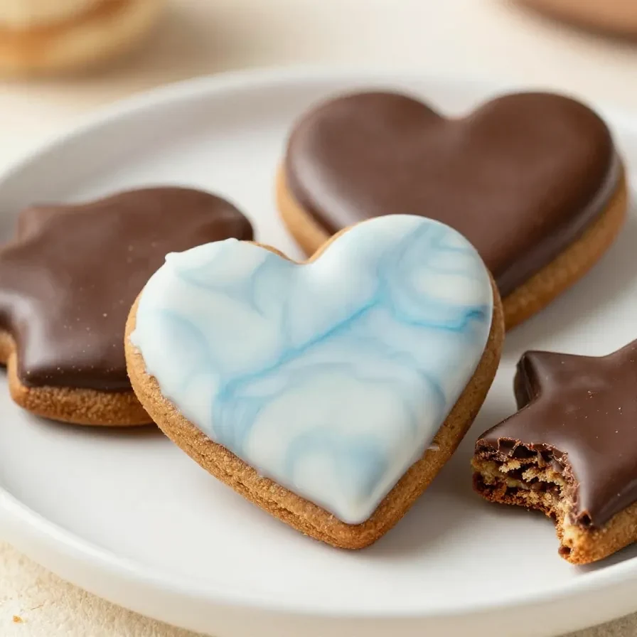 Veganer Lebkuchen mit glänzender Schokoladenglasur auf einem Teller