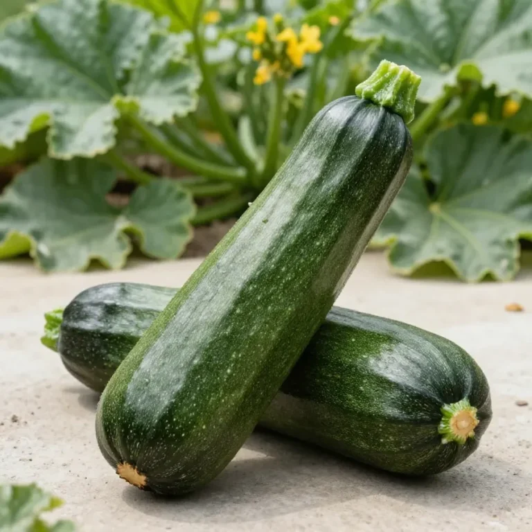 Eine riesige Zucchini liegt neben einem Küchenmesser, einer Schüssel und frischem Gemüse auf einem Holztisch.
