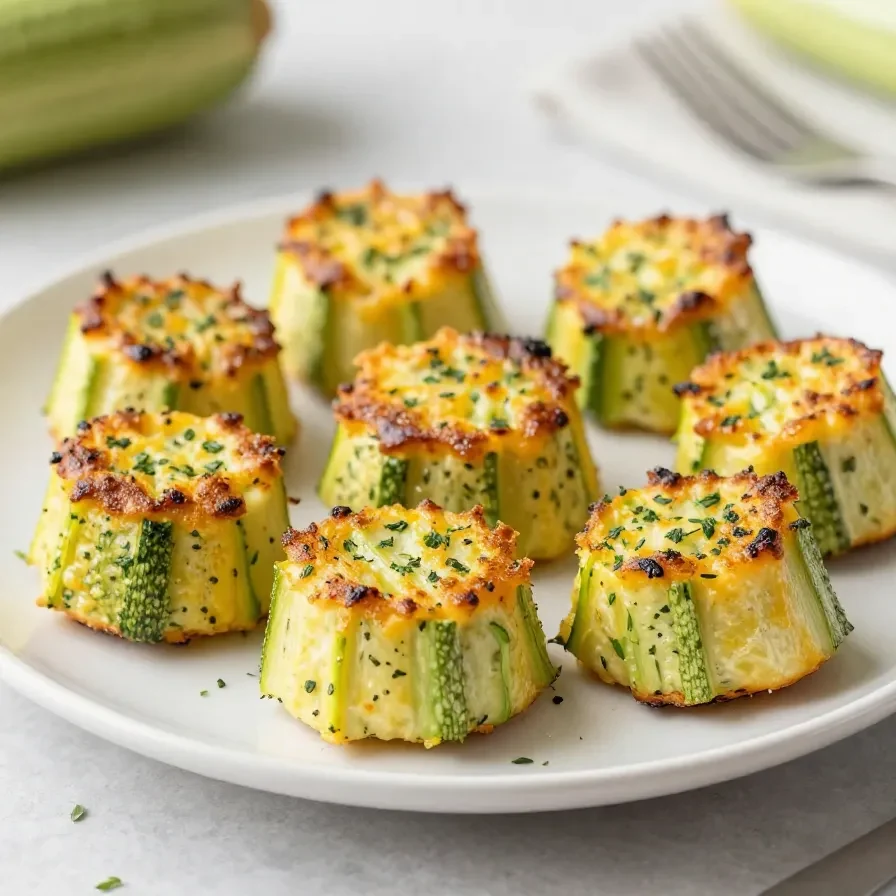 Knusprige Zucchini-Knoblauch-Bissen auf einem Teller, serviert mit frischem Dip und Kräutern als Party-Vorspeise