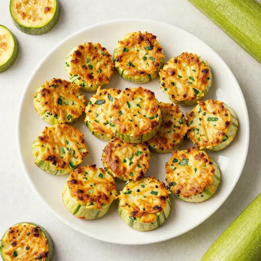 Knusprige Zucchini-Knoblauch-Bissen auf einem Teller, serviert mit frischem Dip und Kräutern als Party-Vorspeise