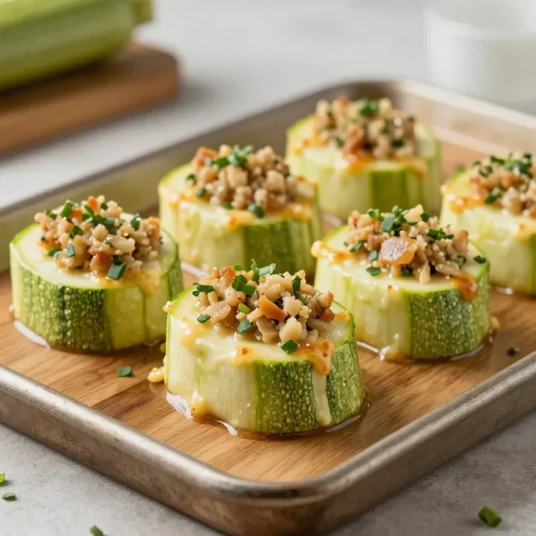 Gefüllte Zucchini-Hackfleisch-Rolle mit geschmolzenem Cheddar auf einem Teller serviert