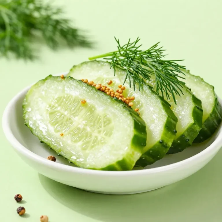 Glas mit selbst gemachten Schnellgurken auf einem Holztisch neben frischem Dill und Gewürzen