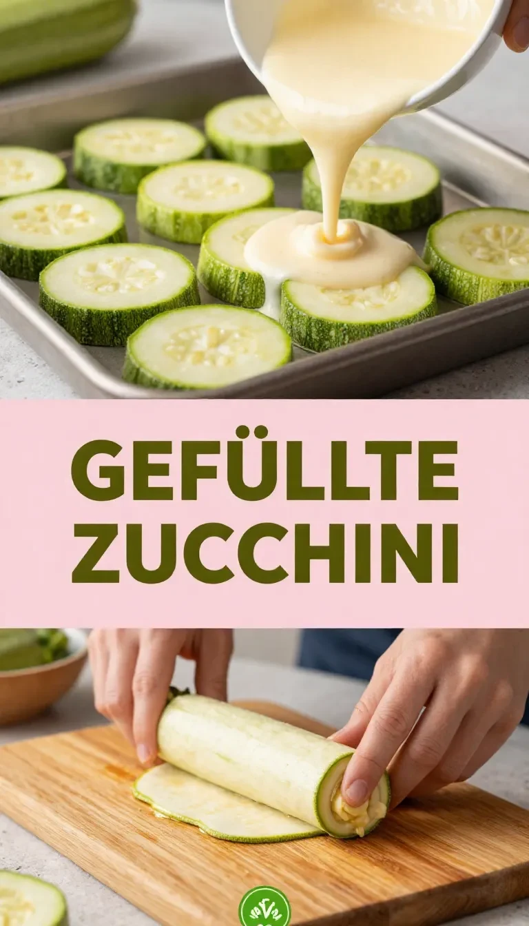 Gefüllte Zucchini-Hackfleisch-Rolle mit geschmolzenem Cheddar auf einem Teller serviert