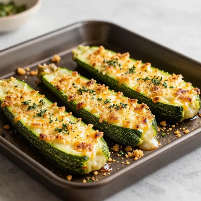 Ofengebackene Zucchinischeiben mit goldbrauner Parmesan-Kruste auf einem Backblech