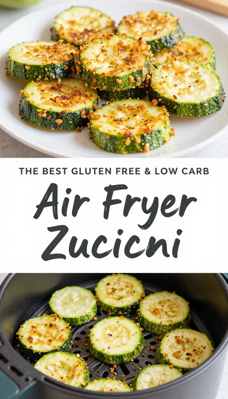 Knusprige glutenfreie und Low-Carb Airfryer-Zucchini auf einem Teller serviert