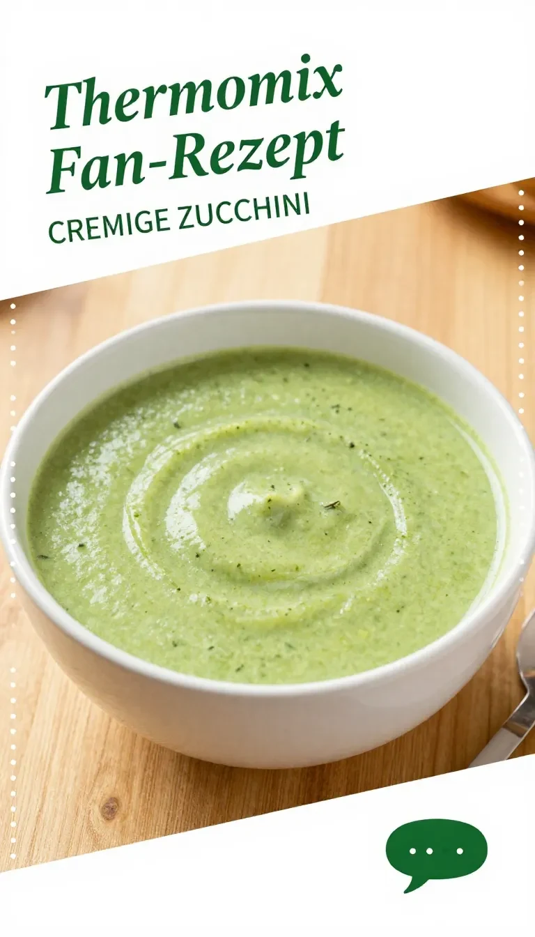 Eine cremige Zucchini-Kartoffel-Suppe in einer weißen Schüssel, garniert mit frischen Kräutern.