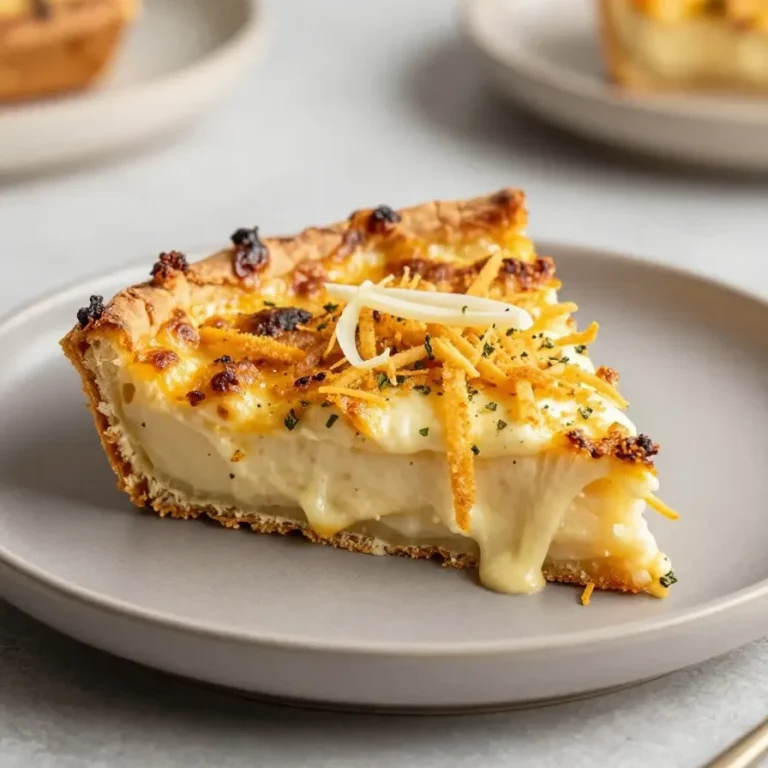 Herzhafter Zucchinikuchen in einer runden Form, goldbraun gebacken und mit frischen Kräutern garniert