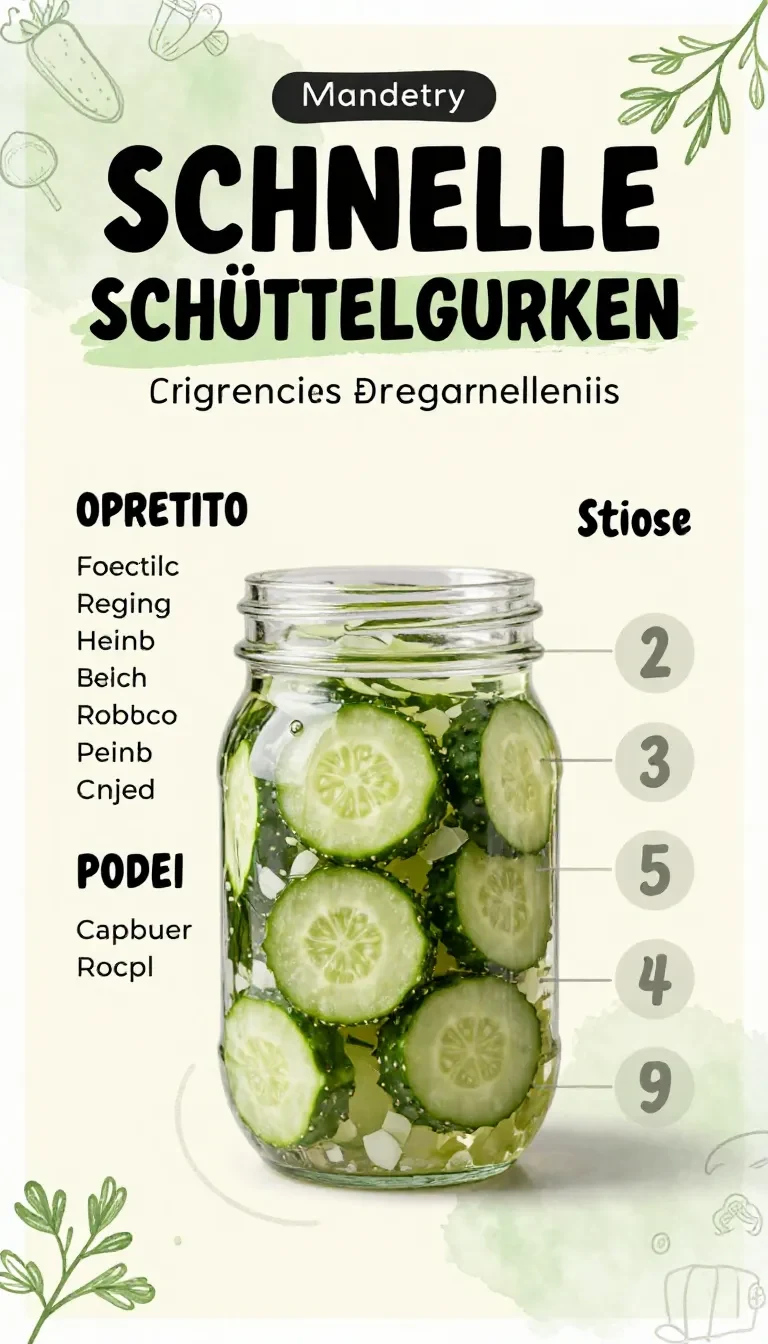 Glas mit Blitzgurken, frischen Gurkenscheiben, Dill und Gewürzen für schnelle Schüttelgurken ohne Kochen