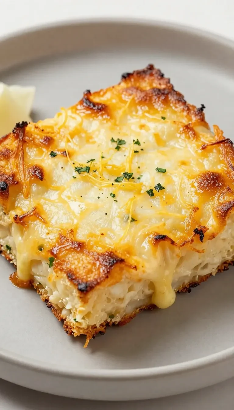 Herzhafter Zucchinikuchen in einer runden Form, goldbraun gebacken und mit frischen Kräutern garniert