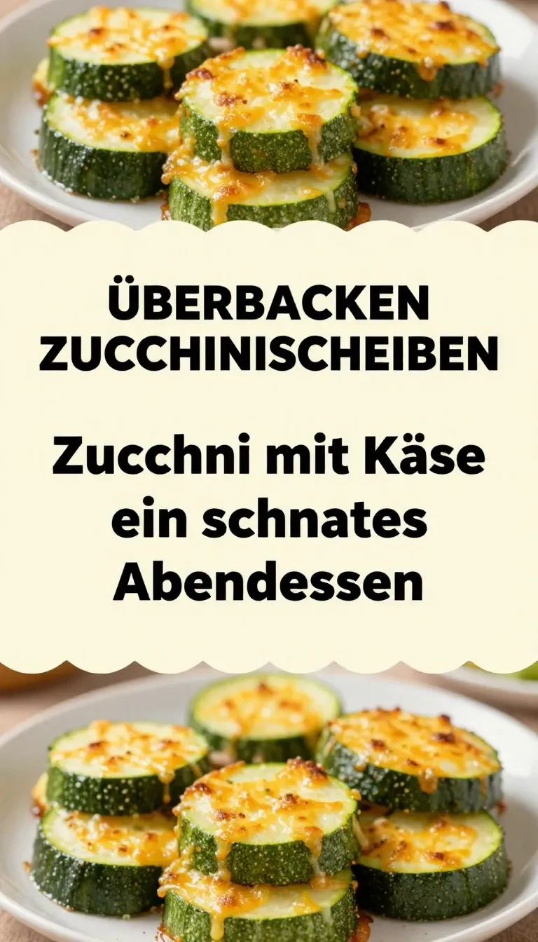 Zucchinischeiben mit goldbraun überbackenem Käse auf einem Backblech