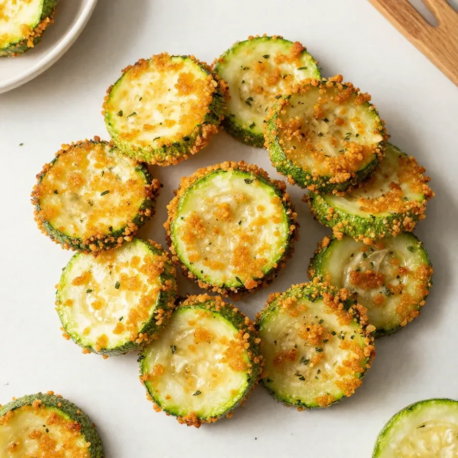 Knusprige Zucchini-Chips mit Parmesan in einer Heißluftfritteuse zubereitet, serviert in einer Schale