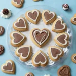 Bunt verzierte Lebkuchenherzen mit Zuckerguss und Schriftzug auf einem Tisch
