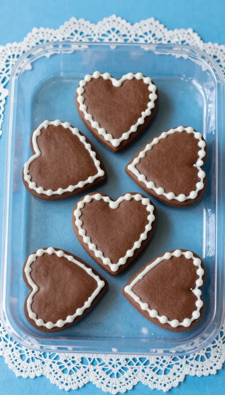 Bunt verzierte Lebkuchenherzen mit Zuckerguss und Schriftzug auf einem Tisch