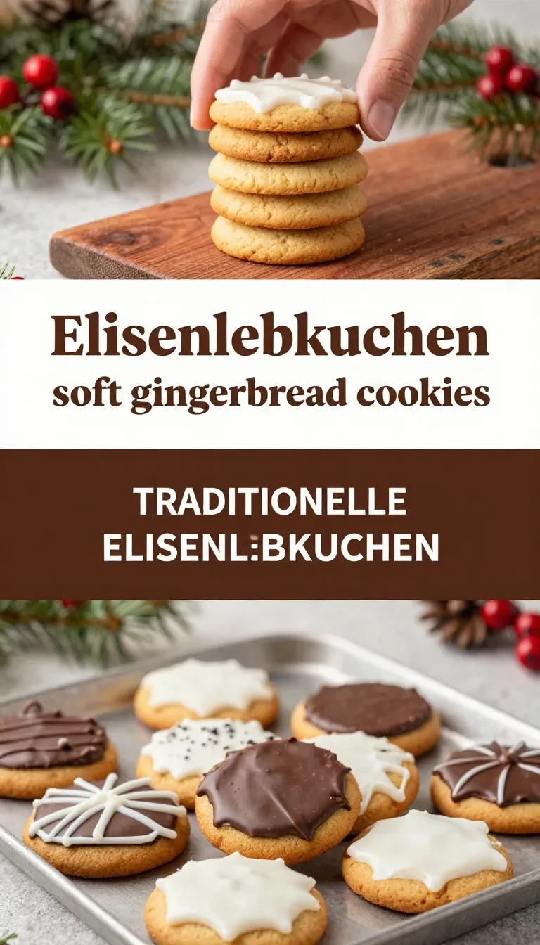 Drei Elisenlebkuchen mit Mandeln und Schokoladenglasur auf einem Teller