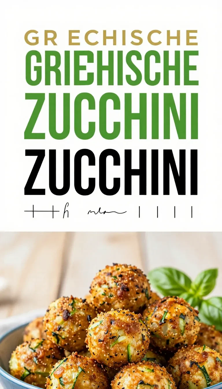 Griechische Kolokithokeftedes, goldbraune Zucchini-Bällchen auf einem Teller serviert.