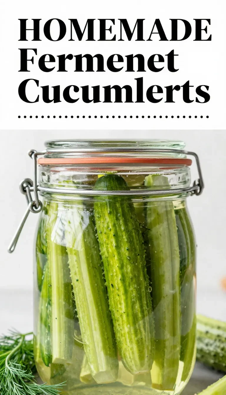 Glas mit hausgemachten fermentierten Gurken auf einem Holztisch neben frischem Dill und Gewürzen