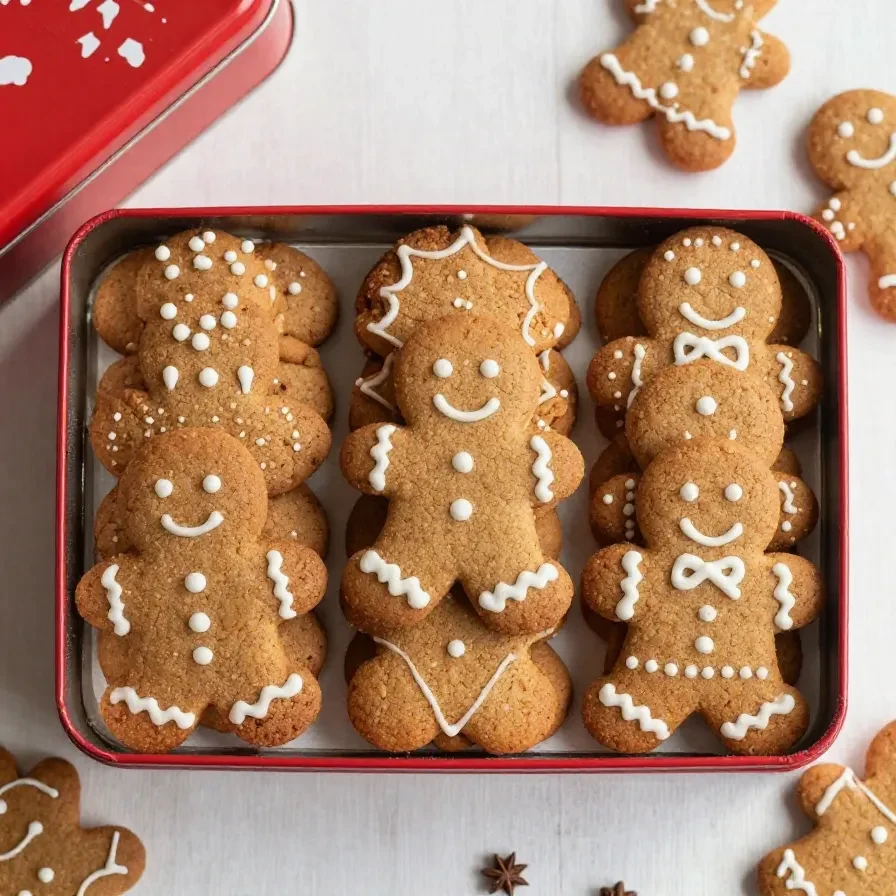Veganer Lebkuchen auf einem Teller, dekoriert mit Zuckerguss und Mandeln, passend für die Weihnachtszeit.