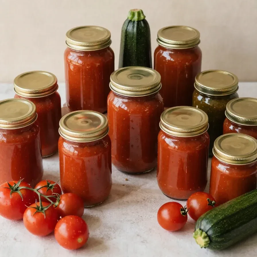 Schale mit würziger Zucchini-Salsa aus fein gewürfelten Zucchini, Tomaten, Zwiebeln und Chili auf rustikalem Holztisch.