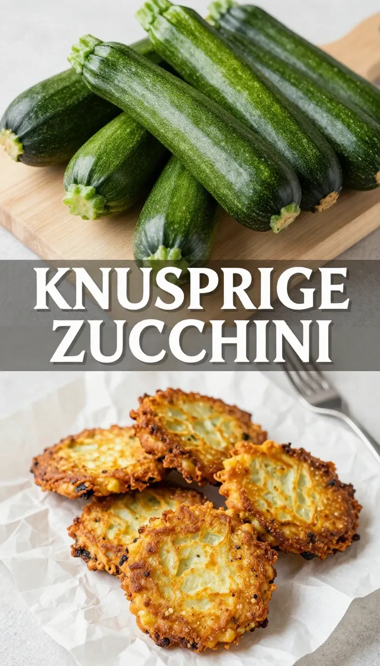 Goldbraun gebratene Zucchini Puffer auf einem weißen Teller mit einem Klecks Kräuter-Dip.