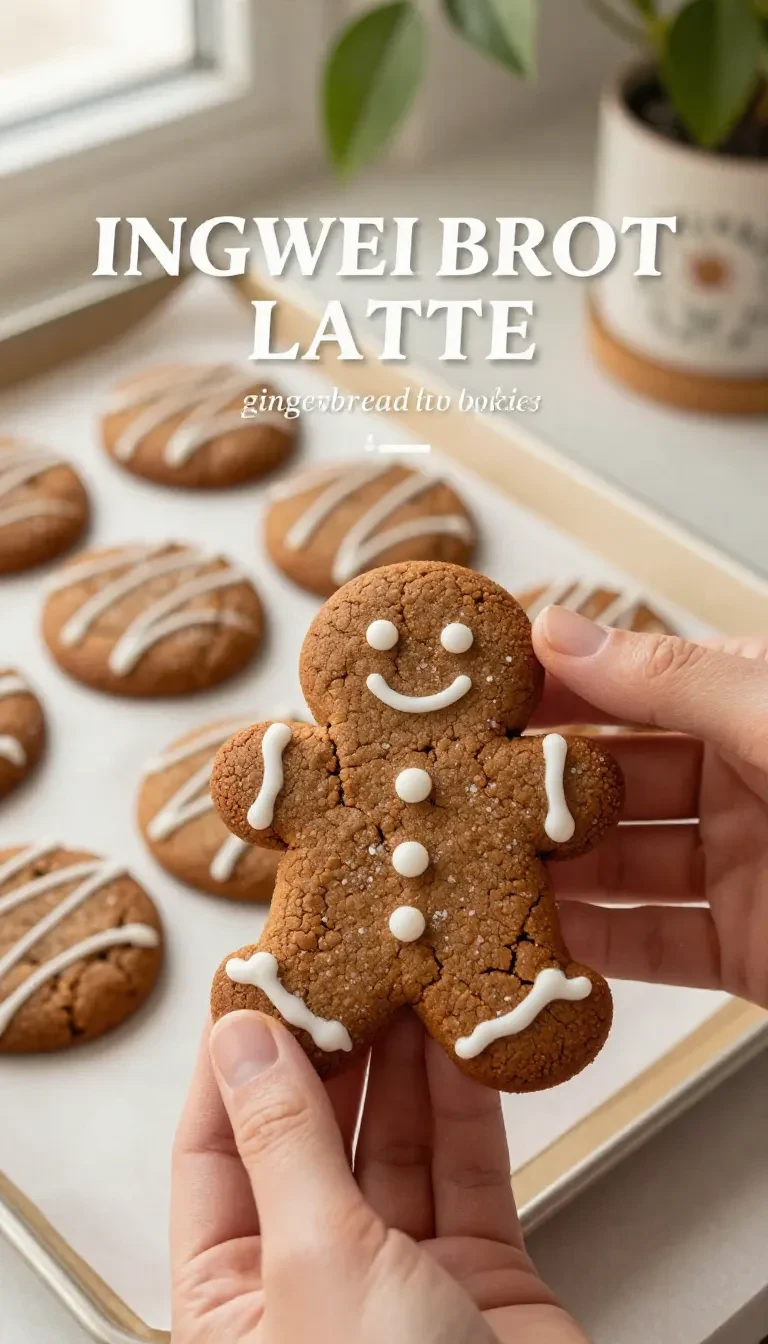 Frisch gebackene Gingerbread Latte Cookies auf einem Teller, mit zimtfarbener Gewürznote und winterlichem Look.