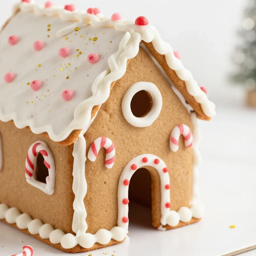 Frisch gebackene Lebkuchenherzen mit Zuckerguss und feinen Verzierungen auf einem rustikalen Holztisch